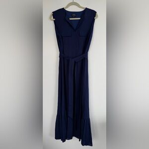 Jones New York Blue Maxi Dress, Fully Lined, with Belt, Size L